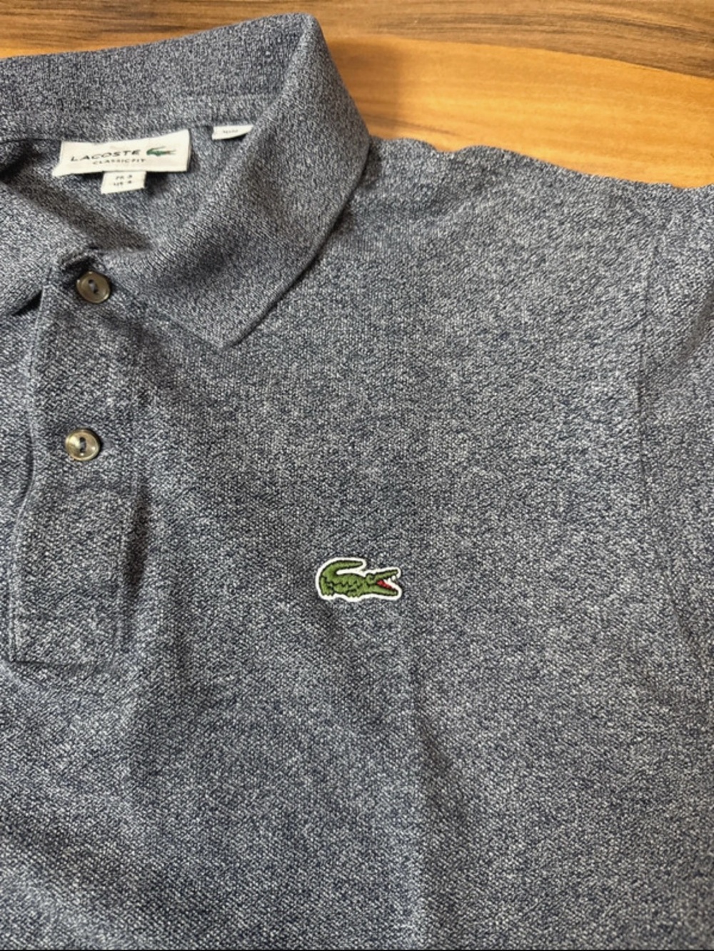 Lacoste Grey Heather Polo with Green Crocodile Logo